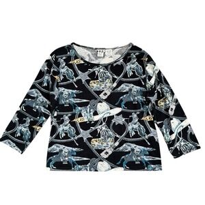 Vintage‎ 90s Western Blouse Womens Medium Sequin Beaded Bit And Bridle Country